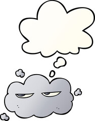 cute cartoon cloud and thought bubble in smooth gradient style