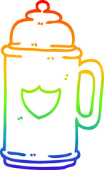 rainbow gradient line drawing cartoon golden tankard