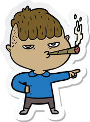 sticker of a cartoon man smoking