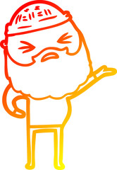 warm gradient line drawing cartoon man with beard