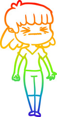 rainbow gradient line drawing cartoon angry girl