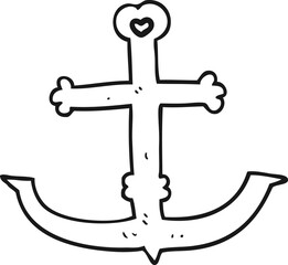 black and white cartoon anchor