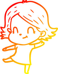 warm gradient line drawing cartoon friendly girl