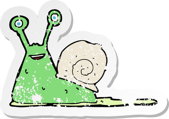 retro distressed sticker of a cartoon snail