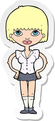sticker of a cartoon woman with hands on hips