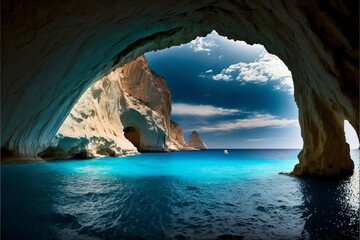 a wonderful beach, caves carved by water, huge rock walls, crystal clear water, every tourist's dream