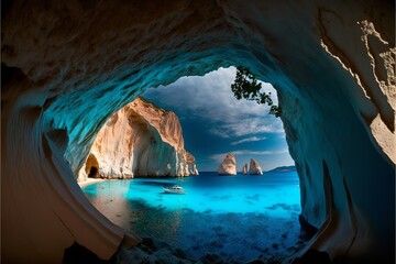 a wonderful beach, caves carved by water, huge rock walls, crystal clear water, every tourist's dream