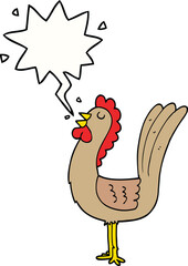 cartoon rooster and speech bubble