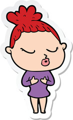 sticker of a cartoon calm woman