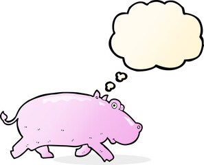 cartoon hippopotamus with thought bubble