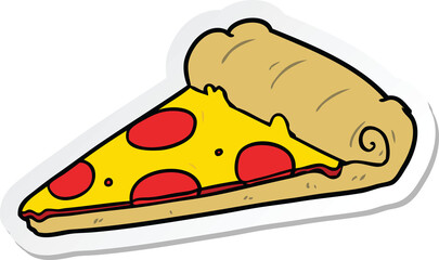 sticker of a cartoon pizza slice
