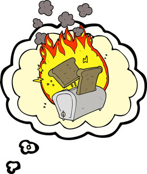 recommend clip art: thought bubble cartoon burning toaster