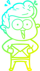 cold gradient line drawing cartoon man with envelope