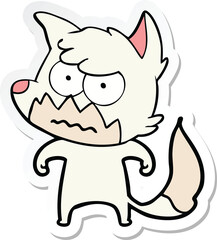sticker of a cartoon annoyed fox