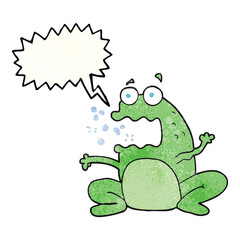 speech bubble textured cartoon burping frog