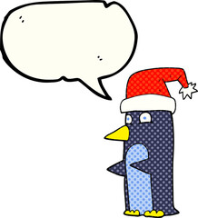 comic book speech bubble cartoon christmas penguin