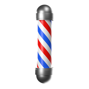 3D Icon Illustration of Barber Shop Pole Red Blue White