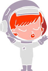 flat color style cartoon pretty astronaut girl