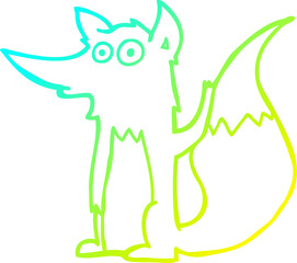 cold gradient line drawing cartoon wolf