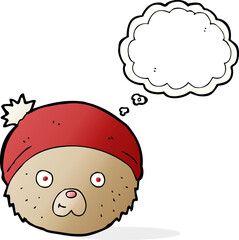 cartoon teddy bear face with thought bubble