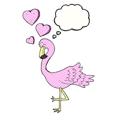 thought bubble cartoon flamingo in love