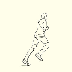 Runner drawn in line art style