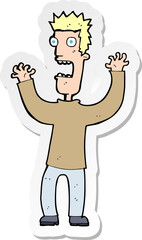 sticker of a cartoon terrified man