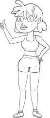 black and white cartoon alien gym girl