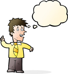 cartoon man with idea with thought bubble