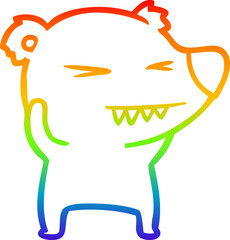 rainbow gradient line drawing angry polar bear cartoon