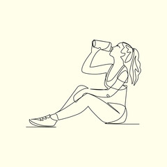 Athlete drawn in line art style