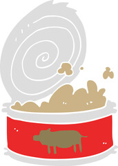flat color style cartoon canned food