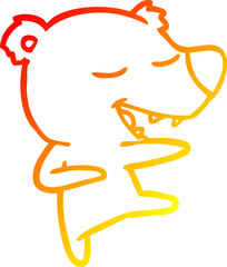 warm gradient line drawing cartoon bear