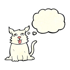 cartoon happy dog with thought bubble