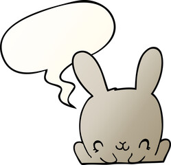 cartoon rabbit and speech bubble in smooth gradient style
