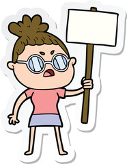sticker of a cartoon annoyed woman