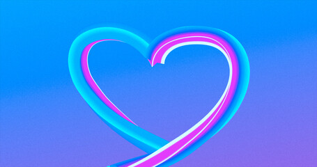 Abstract heart from lines purple pink gradient 3D caramel candy bubblegum abstract background