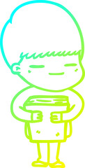 cold gradient line drawing cartoon smug boy
