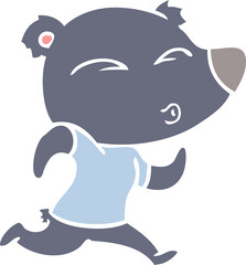 flat color style cartoon jogging bear