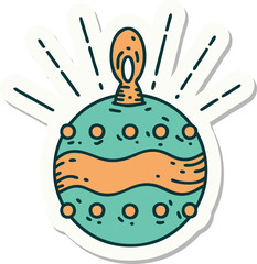 sticker of tattoo style christmas ornament