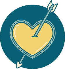 tattoo style icon of an arrow and heart