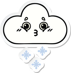 sticker of a cute cartoon snow cloud