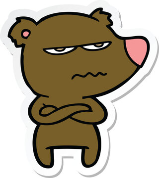 sticker of a annoyed bear cartoon