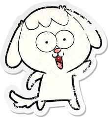 distressed sticker of a cute cartoon dog