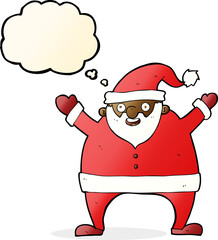 cartoon santa claus with thought bubble