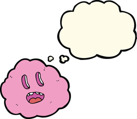 cartoon spooky cloud with thought bubble