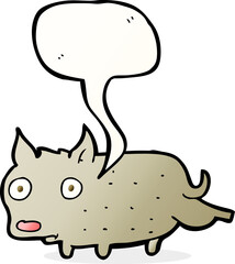 cartoon little dog cocking leg with speech bubble