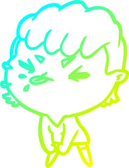 cold gradient line drawing cute cartoon rude girl