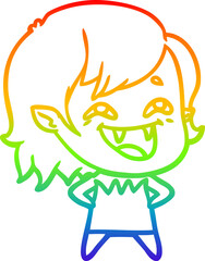 Obraz premium rainbow gradient line drawing cartoon laughing vampire girl