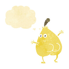 a nice pear cartoon with thought bubble